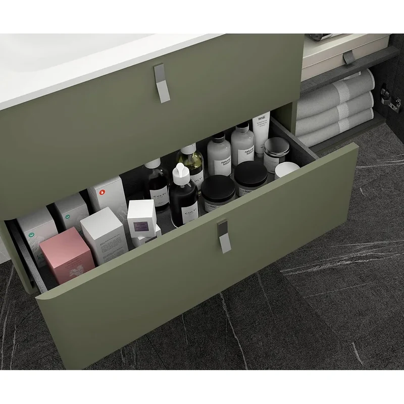 Mueble de Baño con Patas Lavabo sobre Encimera Salgar Uniiq 120 cm Verde Bosque