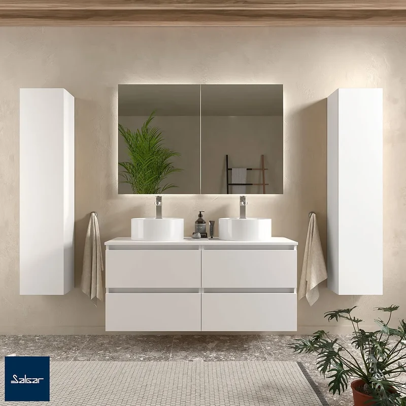 Mueble de Baño Suspendido con Lavabo Salgar Bequia Blanco Mate