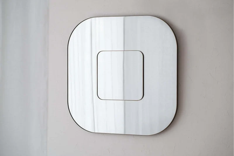 Espejo de pared cuadrado doble de metal 89×4×89 CM – oro envejecido – moderno – CUADRADO DOBLE