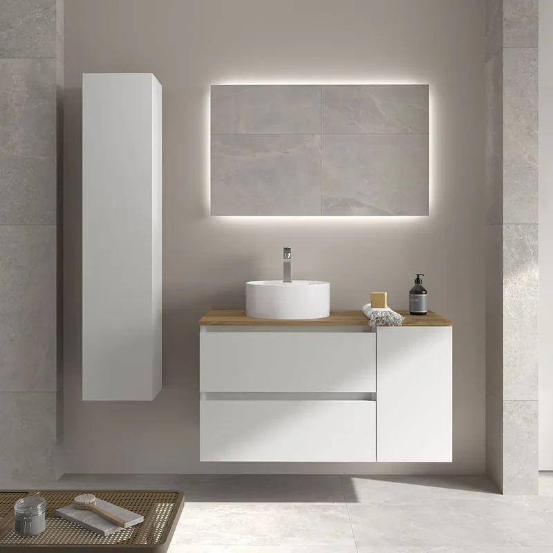 Mueble de Baño Lavabo sobre Encimera Salgar Bequia Plus 90 cm Blanco Mate