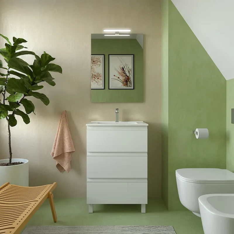 Mueble de Baño 3 Cajones Salgar Spirit 60 cm Blanco Brillo