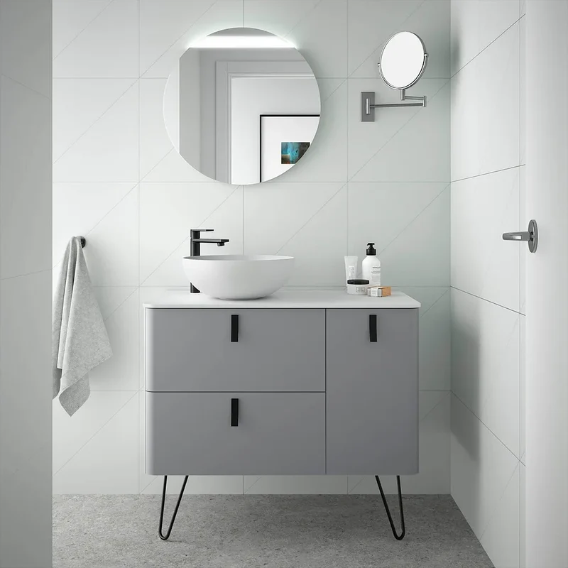 Mueble de Baño con Patas Lavabo sobre Encimera Salgar Uniiq 120 cm Gris Humo