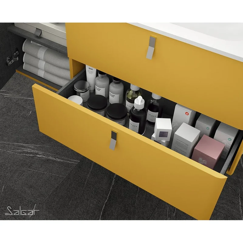 Mueble de Baño con Patas Lavabo sobre Encimera Salgar Uniiq 120 cm Amarillo Sol