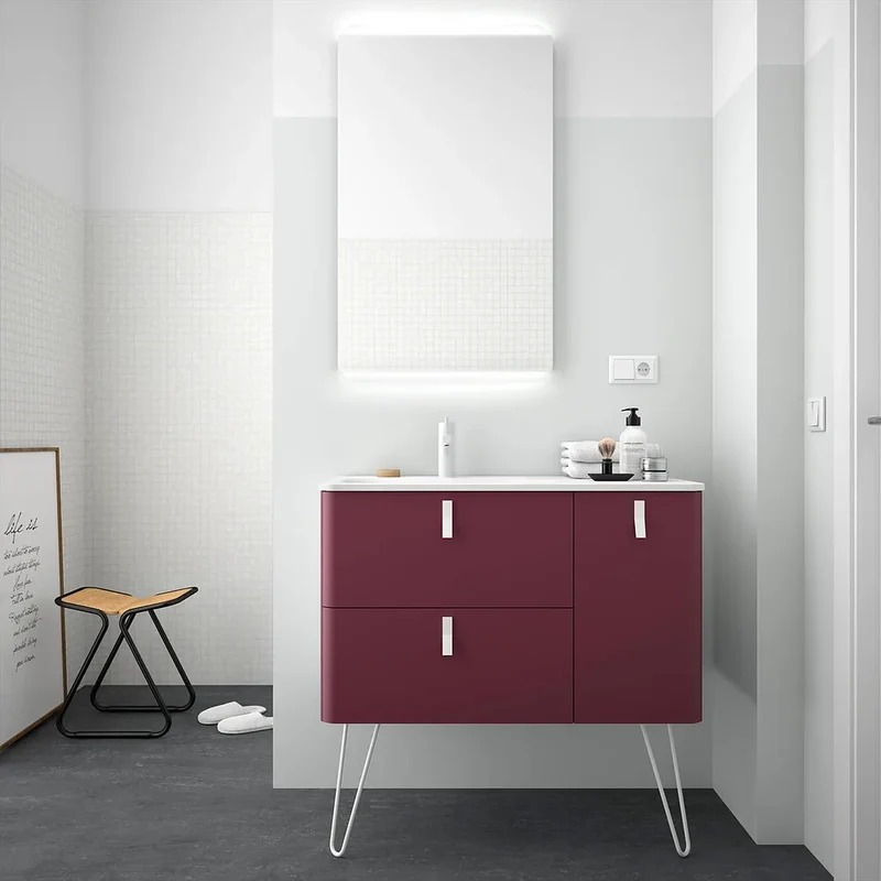Mueble de Baño con Patas con Lavabo Salgar Uniiq 120 cm Granate