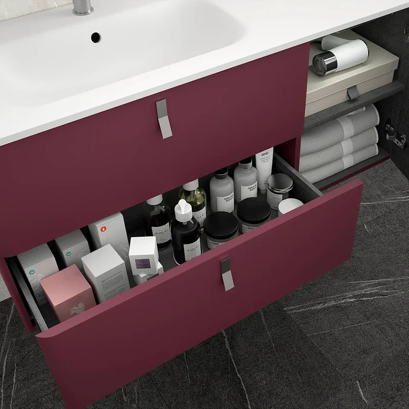 Mueble de Baño con Patas con Lavabo Salgar Uniiq 120 cm Granate