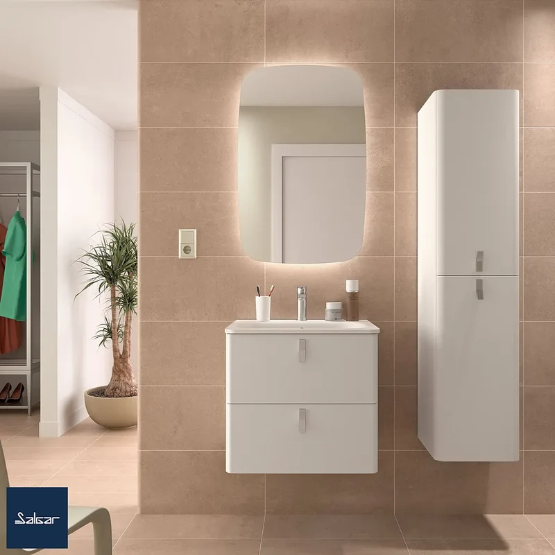 Mueble de Baño Suspendido con Lavabo y 2 Cajones Salgar Uniiq 60 cm