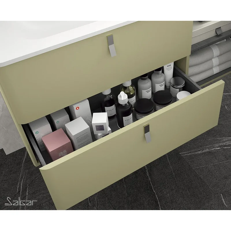 Mueble de Baño Lavabo sobre Encimera Salgar Uniiq 120 cm Verde Salvia
