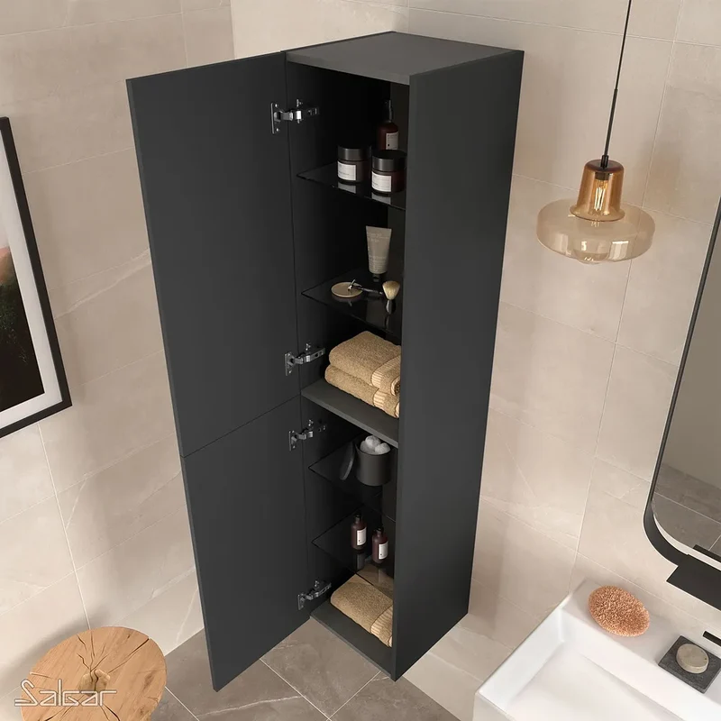 Mueble de Baño Suspendido con Lavabo y 2 Cajones Salgar Fussion Line Negro Mate