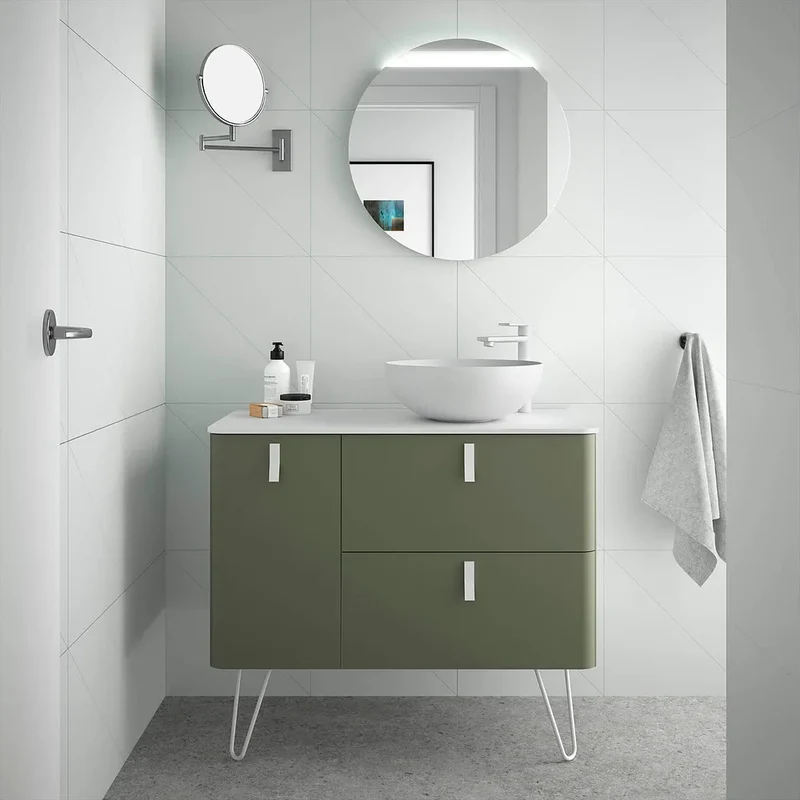 Mueble de Baño con Patas Lavabo sobre Encimera Salgar Uniiq 120 cm Verde Bosque