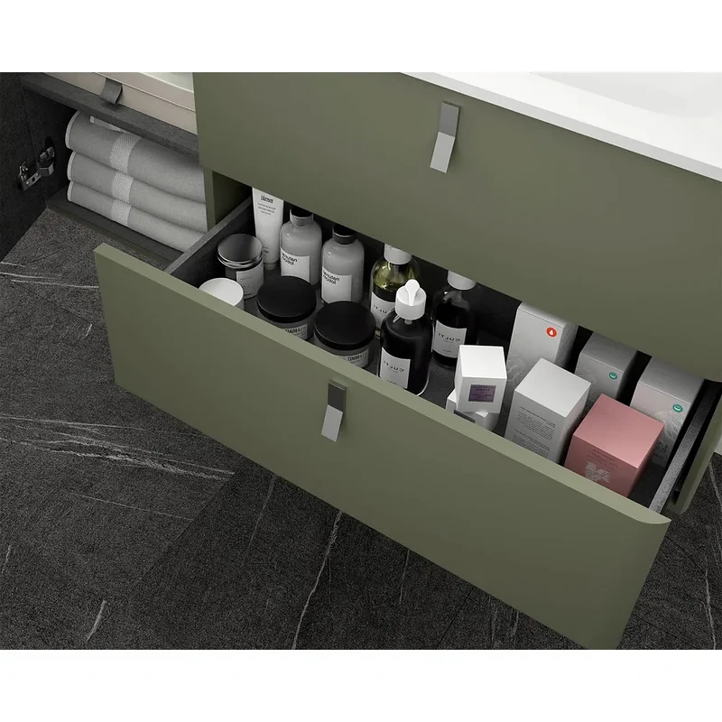 Mueble de Baño con Patas Lavabo sobre Encimera Salgar Uniiq 120 cm Verde Bosque