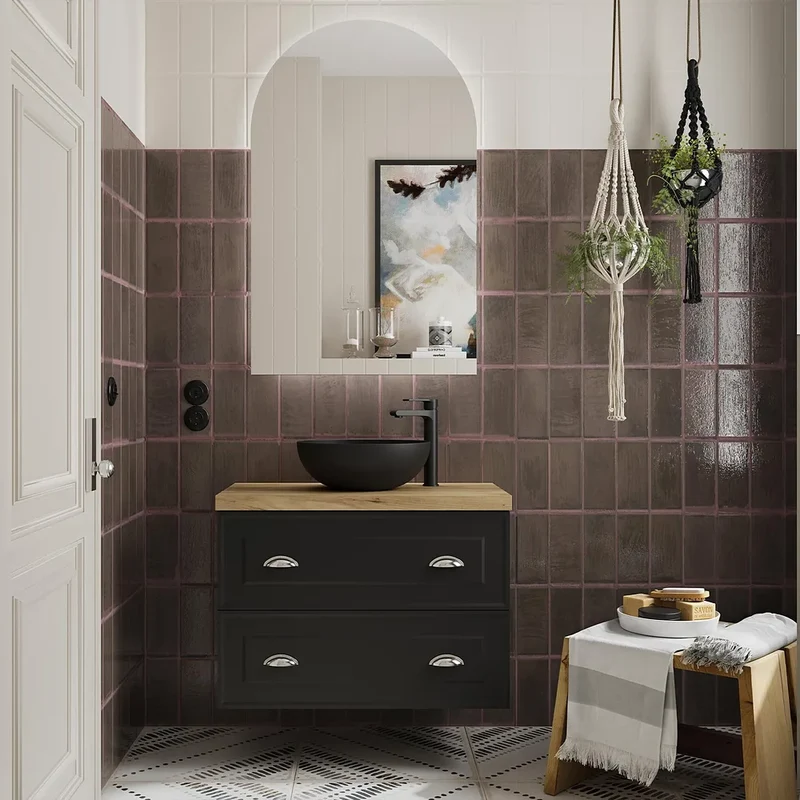 Mueble de Baño 2 Cajones Salgar Renoir 80 cm Negro
