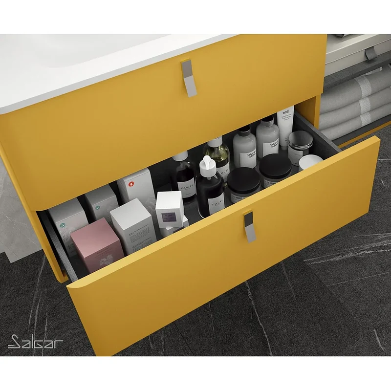 Mueble de Baño Lavabo sobre Encimera Salgar Uniiq 120 cm Amarillo Sol