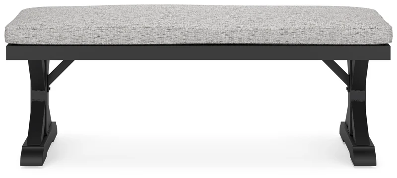 Beachcroft - Bench With Cushion - Black / Light Gray