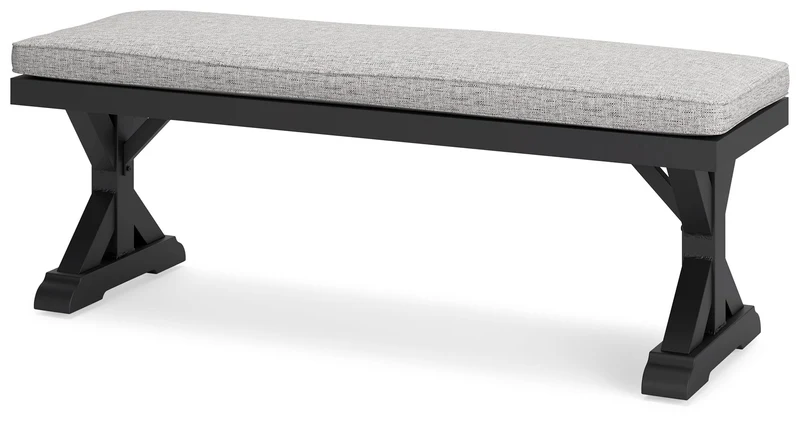 Beachcroft - Bench With Cushion - Black / Light Gray