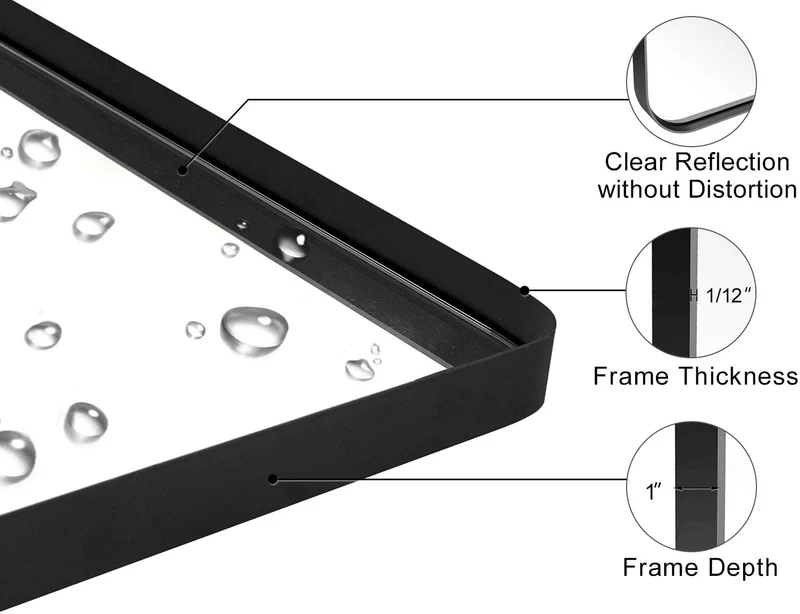 Espejo de pared para baño de acero inoxidable Odyssee