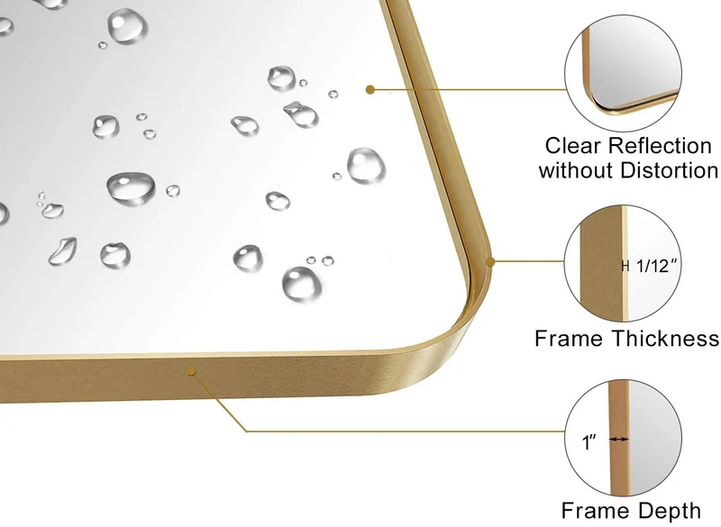 Espejo de pared para baño de acero inoxidable Odyssee