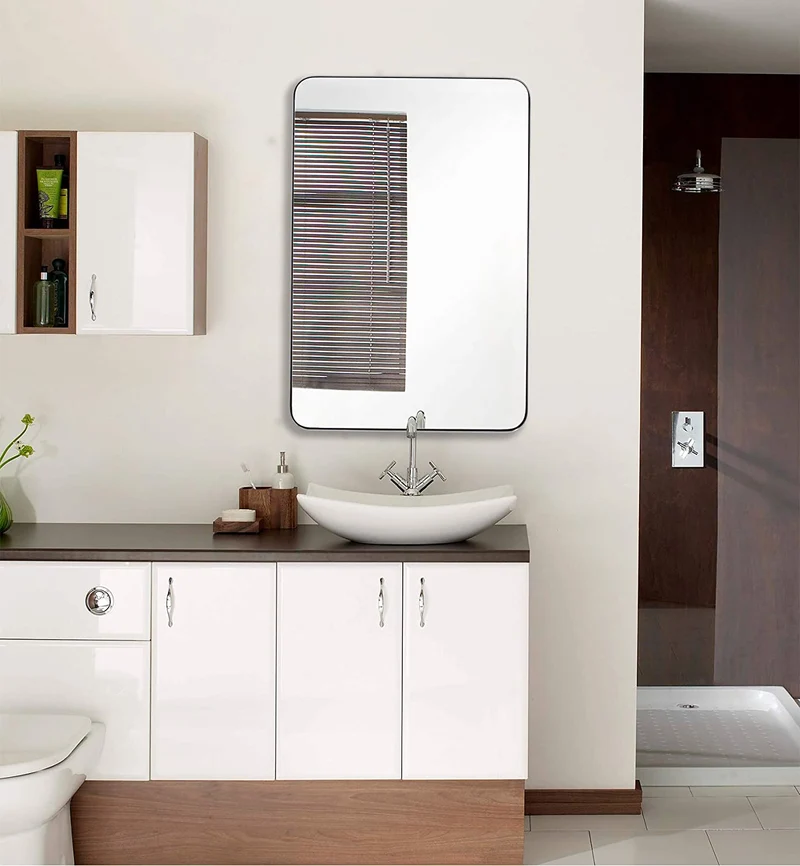 Espejo de pared para baño de acero inoxidable Odyssee
