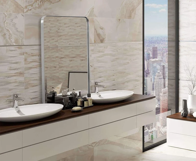 Espejo de pared para baño de acero inoxidable Odyssee