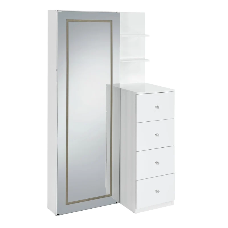 Vancouver - Floor Mirror With Storage - White