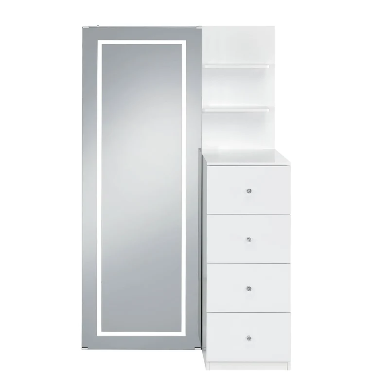Vancouver - Floor Mirror With Storage - White