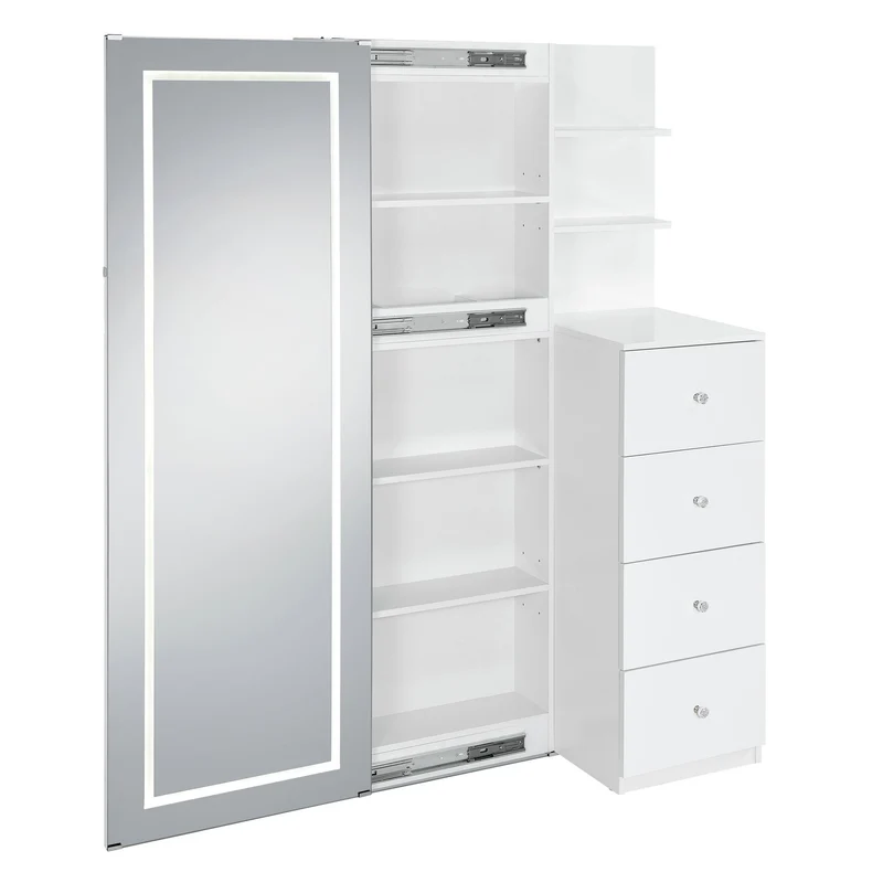 Vancouver - Floor Mirror With Storage - White