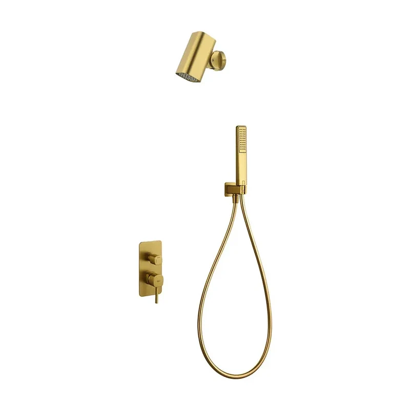 Conjunto Ducha Monomando Empotrado Toscana Con Rociador Tube Imex Oro cepillado