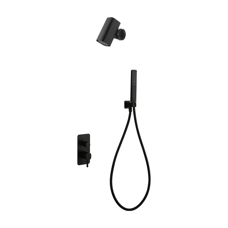 Conjunto Ducha Monomando Empotrado Toscana Con Rociador Tube Imex Negro