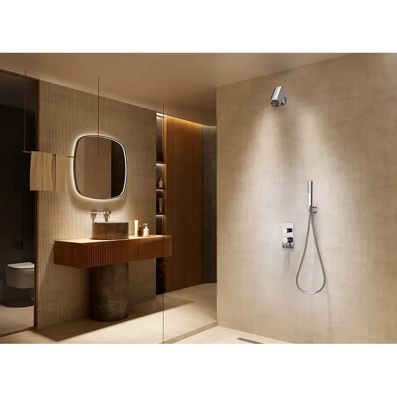 Conjunto Ducha Monomando Empotrado Toscana Con Rociador Tube Imex Cromo