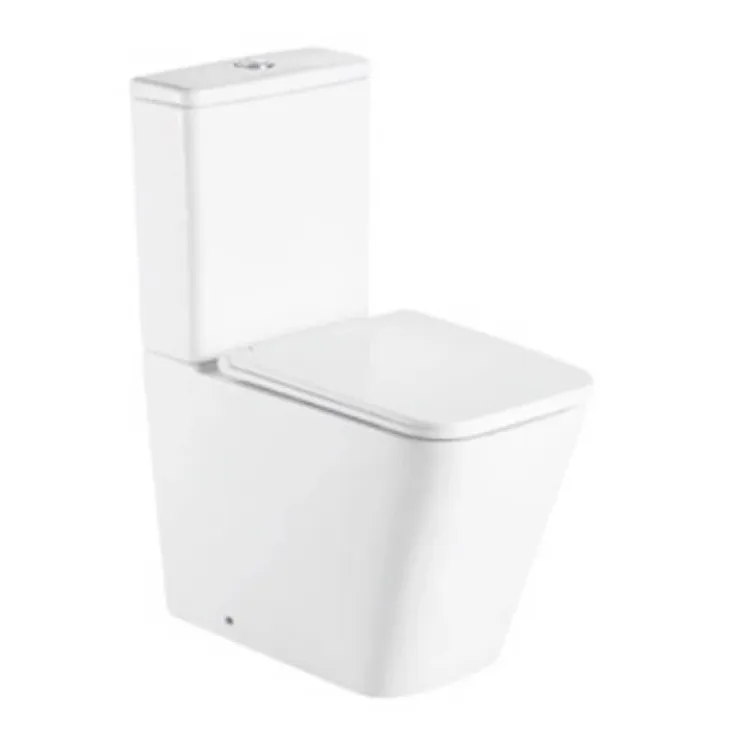 Taza de inodoro adosado a pared compacto de porcelana y acabado blanco brillo antibacteriano PISA de Aquore