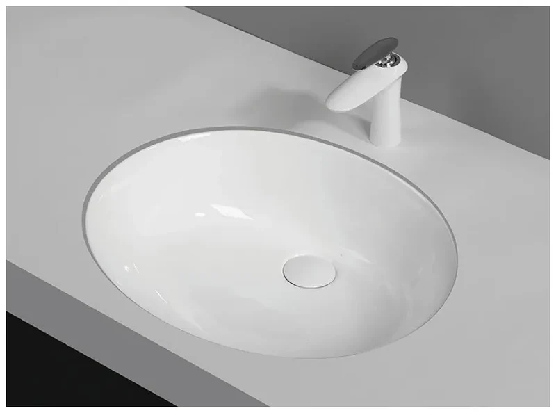 Lavabo bajoencimera ovalado cerámico blanco NUE de Aquore