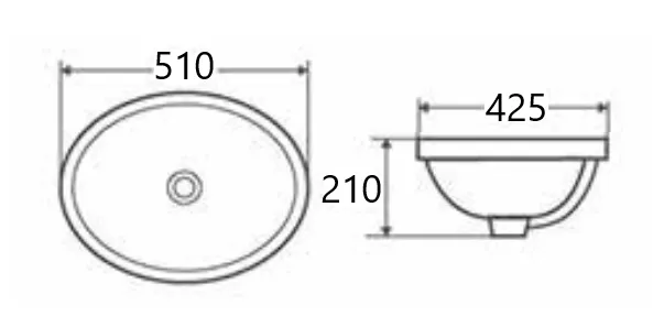 Lavabo bajoencimera ovalado cerámico blanco NUE de Aquore