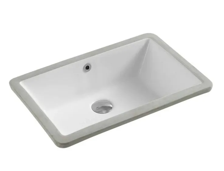 Lavabo bajoencimera rectangular cerámico blanco con rebosadero NUE de Aquore