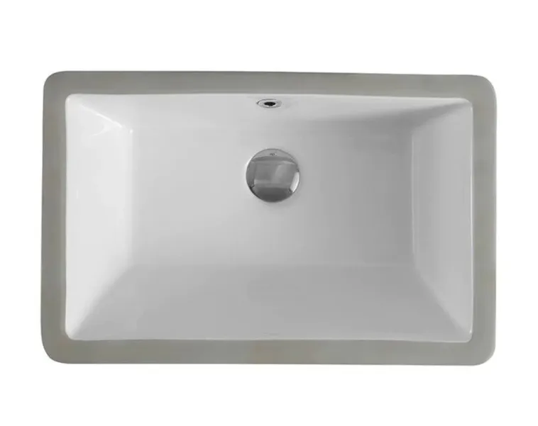 Lavabo bajoencimera rectangular cerámico blanco con rebosadero NUE de Aquore