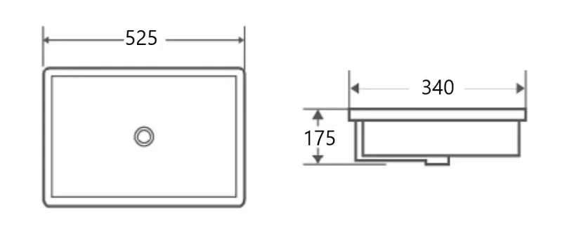Lavabo bajoencimera rectangular cerámico blanco con rebosadero NUE de Aquore