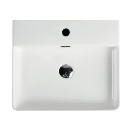 Lavabo semiencastre para encimera ceramica blanco con rebosadero Aquore Riff 50 M