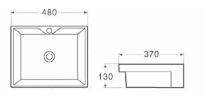 Lavabo semiencastre para encimera ceramico blanco minimalista Riff 48 M de Aquore