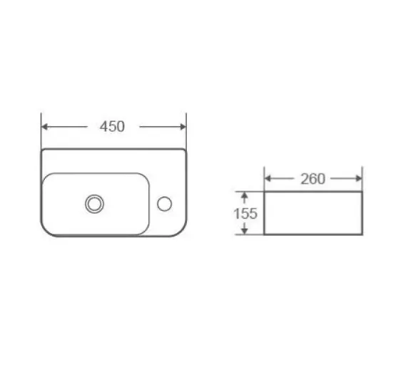 Lavabo suspendido blanco rectangular de cerámica con rebosadero y anclaje a pared Mini 28 R de Aquore