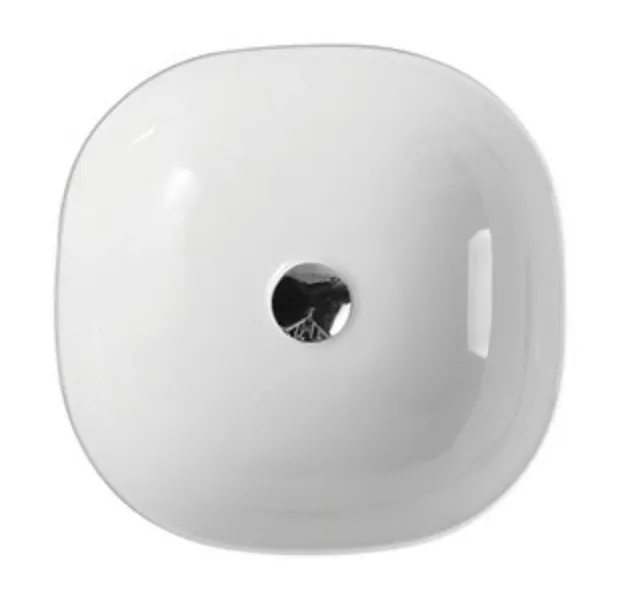 Lavabo sobreencimera blanco ovalado de cerámica con acabado moderno con interior curvo Polo 41 de Aquore