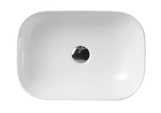 Lavabo sobreencimera blanco de ceramica ovalado con bordes finos Evea 49 de Aquore