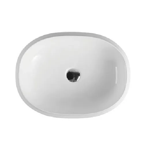 Lavabo sobreencimera de cerámica blanco ovalado con bordes finos sin grifería Lusso 57 de Aquore