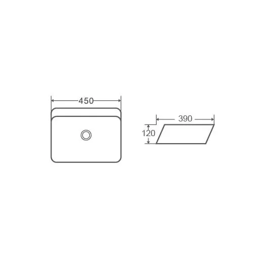 Lavabo sobreencimera rectangular cerámica blanca compacto bordes ovalados Till 45 de Aquore