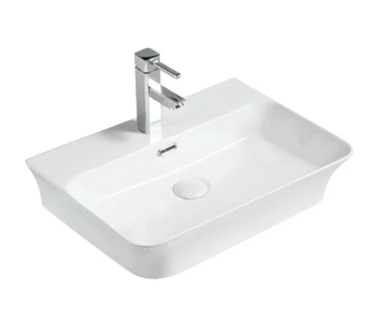 Lavabo de sobreencimera de cerámica blanco con bordes finos y rebosadero anclaje a pared Moi 56 de Aquore