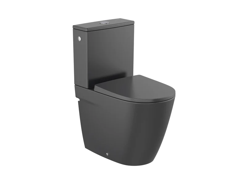Roca Ona – Inodoro de Pie Completo, Adosado a la Pared, Salida Dual, Negro Mate