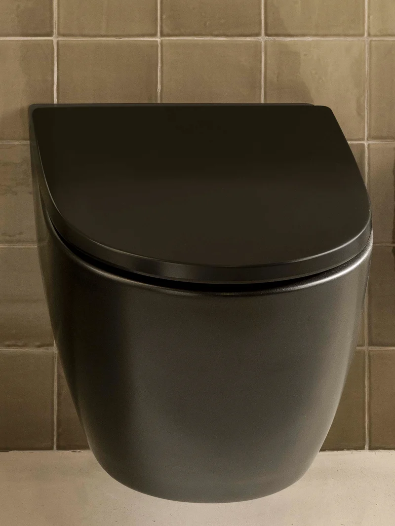 Roca Ona – Inodoro de Pie Completo, Adosado a la Pared, Salida Dual, Negro Mate