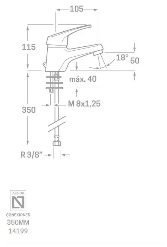 Grifo monomando de lavabo cromado BASIC Källa