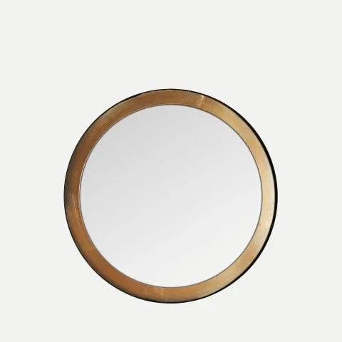 Espejo circular en hierro y madera Jacou