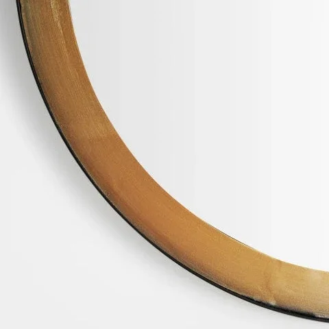 Espejo circular en hierro y madera Jacou