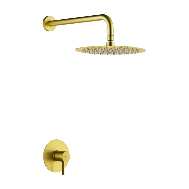 Set monomando empotrado 1 vía Monza con rociador oro cepillado Imex