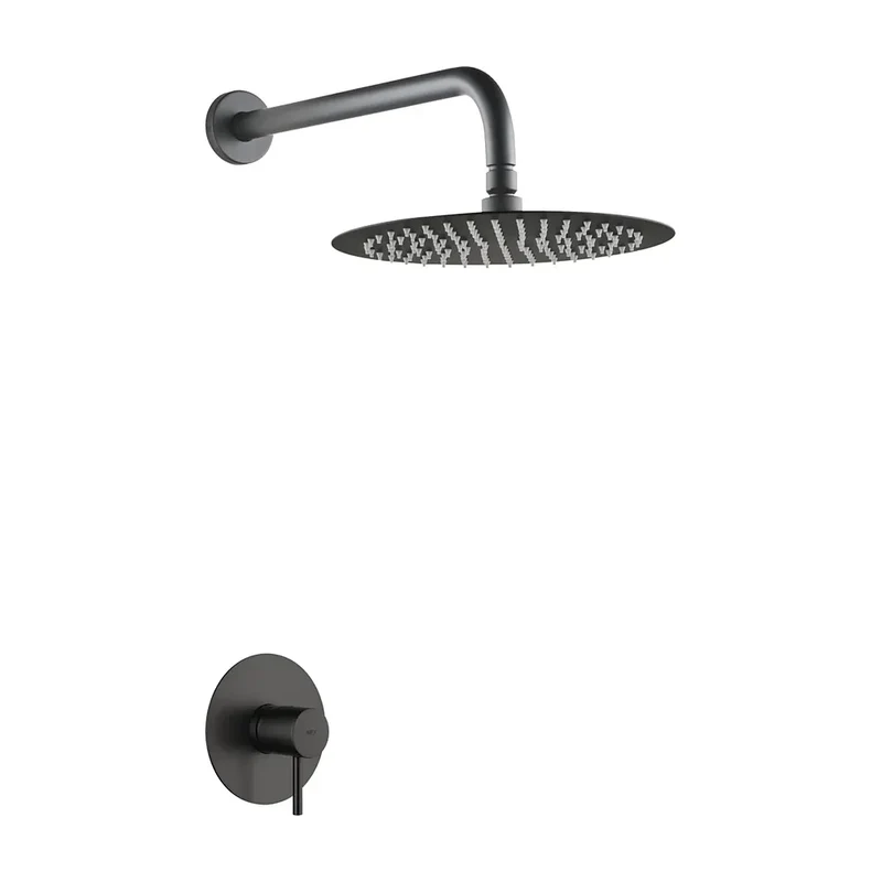 Set monomando empotrado 1 vía Monza con rociador black gun metal Imex