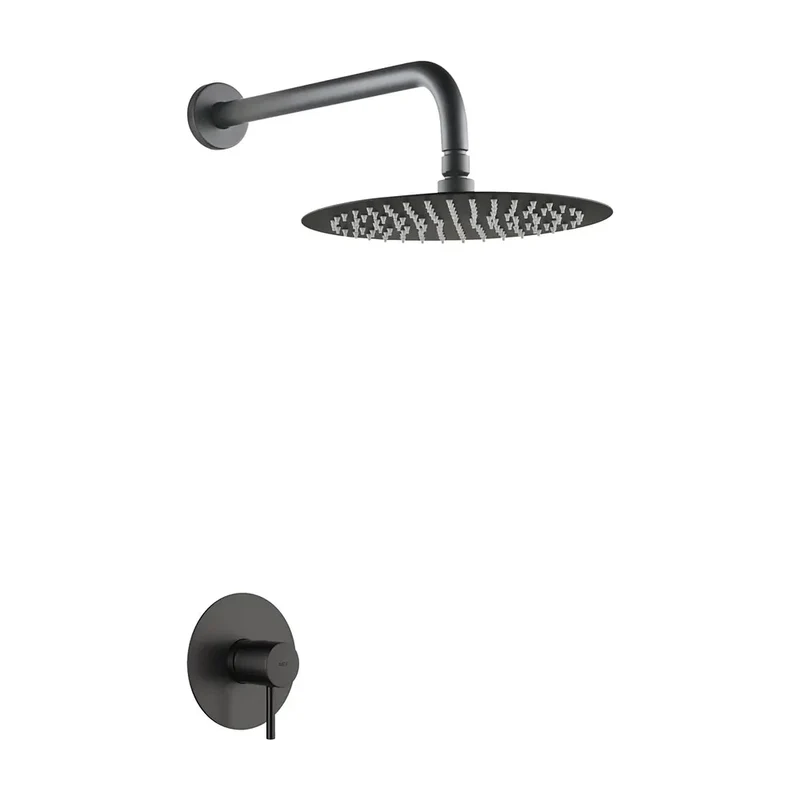 Set monomando empotrado 1 vía Monza con rociador black gun metal Imex